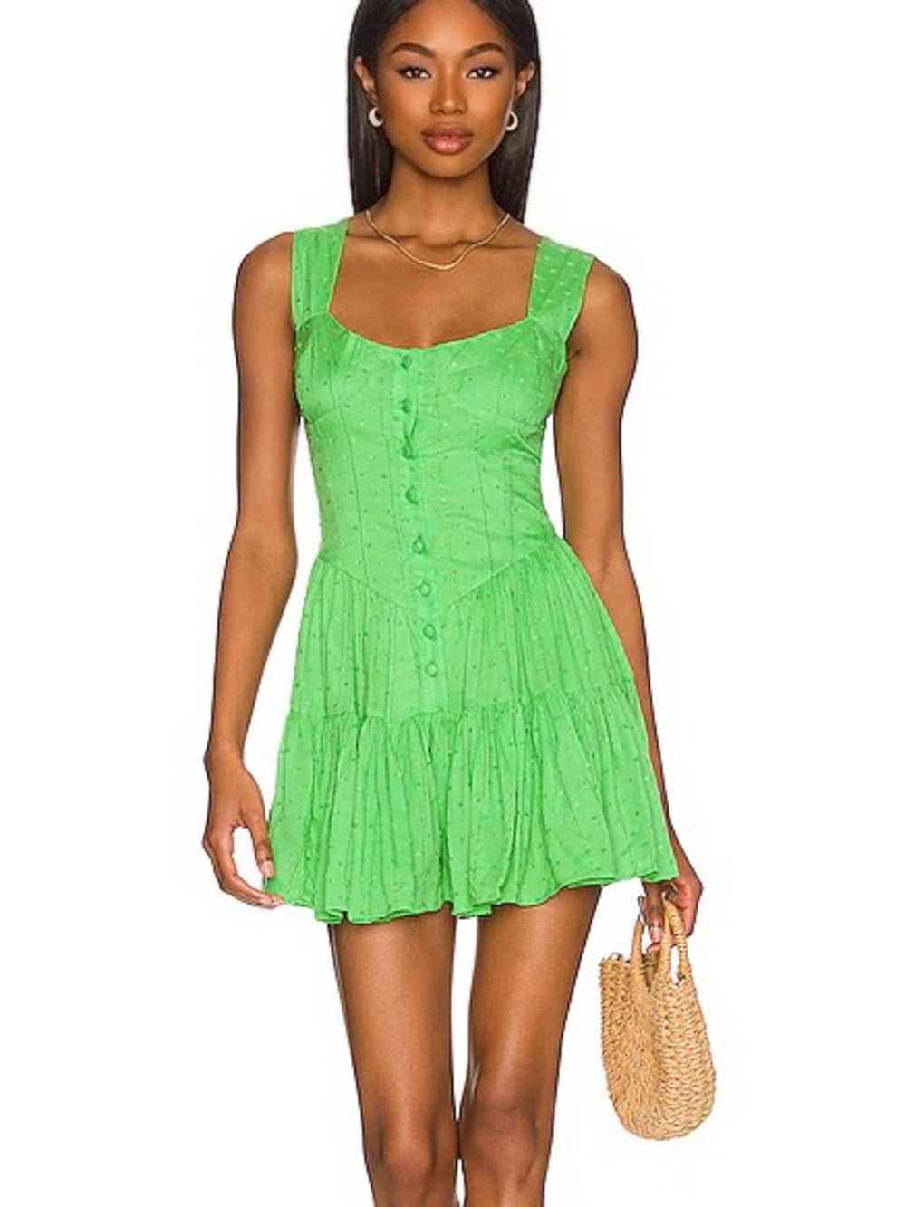 NWT PQ Everly Dress in Emerald GreenTiered Mini Dress